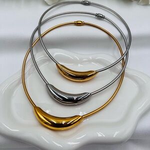 Chunky Choker / Steel Necklace / Two-tone Necklace